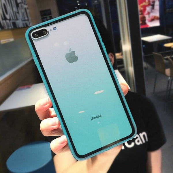 Rainbow Gradient Phone Cases For iphone 11 XS Max X XR XS 6 6s 7 8 Plus Acrylic Transparent Protective Cover For iPhone 11 Pro