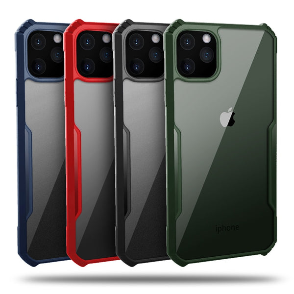 Transparent Bumper Shockproof Phone Case For iPhone 11 Pro Max XR XS Max X 8 7 6 6S Plus Solid Color Frame Hard Back Cover