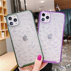 Diamond Pattern Transparent Phone Cases For iPhone 11 11 Pro Max XR XS Max X 7 8 Plus Bumper Shockproof Soft Silicone Back Cover