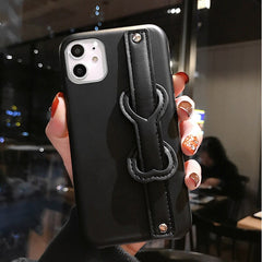 Leather Solid Color Phone Case For iphone 11 11 Pro Max XR X XS Max 7 8 Plus Wrist strap holder Back Cover For iphone 11 Pro 7 8
