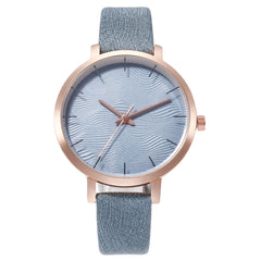 Women Watches Personality Water Wave Dial Analog Quartz Wristwatches Ladies Soild Color Leather Strap Clock Relogio Feminino@50
