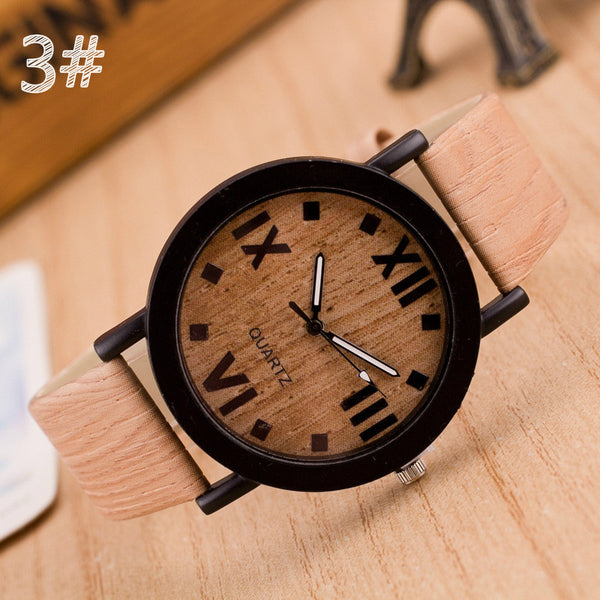 New Fashion Wood Grain Watches Four Roman Numerals Men's Watch Popular Imitation Wood Wrist Watch Relogio Masculino