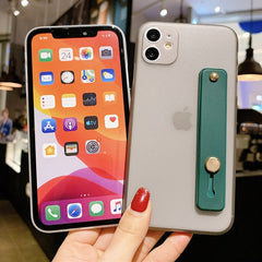 Shockproof Bumper Transparent Phone Case For iPhone 11 Pro X XR XS Max 8 7 6 6S Plus Clear Soft TPU Wrist strap stand Back Cover