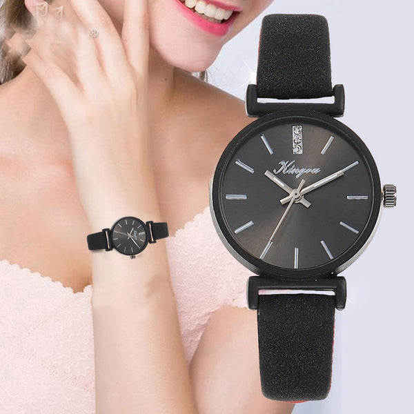 Best Selling Women Watches Black Dial Ladies Fashion Quartz Wristwatch Casual Leather Strap Clock Work Relogio Feminino@50