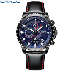 CRRJU New Men's Watch Relogio Masculino Sports Clock Men Watches Top Brand Luxury Military Leather Waterproof Clock 2019