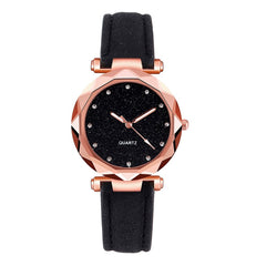 Hot Sale Watches Woman Luxury Glass Gemstone Starry Sky Clock Fashion Ladies Quartz Wristwatch Soild Color Leather Gift Watch@40