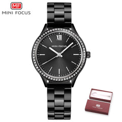 MINIFOCUS Fashion Rhinestone Women Watches Top Brand Luxury Stainless Steel Watch Women Rose Gold Quartz Girls Watches Womans
