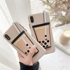 Funny Milk Tea Pattern Phone Case For iphone XS Max XR X Case For iphone 6 6s 7 8 plus Cover Fashion 3D Touch Cartoon Soft Cases
