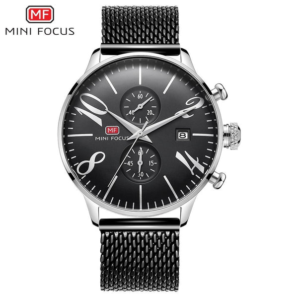MINI FOCUS Top Brand Luxury Stainless Steel Wrist Watch Men Sports Watches Famous Male Clock Quartz Watch Mens Relogio Masculino