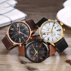MINI FOCUS Black Watch Men Sports Watches For Men Clock Leather Watch Strap Fashion Men's Wristwatch Quartz Luxury Brand Relogio