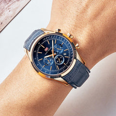 MINIFOCUS Luxury Brand Mens Watches Quartz Men Watch Leather Army Sports Watch Military Chronograph Watches Men Clock Hour Date