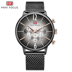 MINI FOCUS Thin Chronograph Men Watches Top Brand Luxury Fashion Sports Watch Men Stainless Steel Mesh Strap Quartz Male Clock