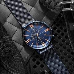 MINI FOCUS 3 Eyes Chronograph Watches Men Luxury Brand Sports Men's Watches Quartz Watch Man Fashion Stainless Steel Auto Date