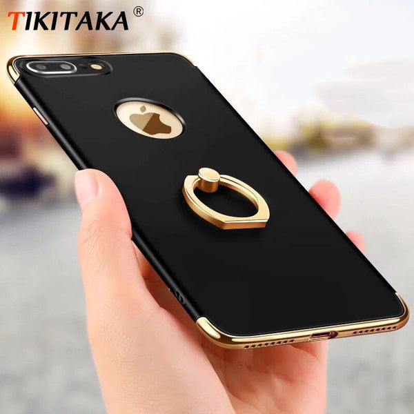 360 Degree Full Protect  Armor Phone Case For iPhone X XS XR XS Max 6 6s 7 8 plus Plating Matte Hard PC Cover With Finger Ring