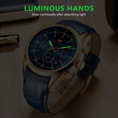 MINIFOCUS Luxury Brand Mens Watches Quartz Men Watch Leather Army Sports Watch Military Chronograph Watches Men Clock Hour Date