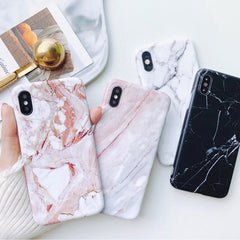 Phone Case For iPhone 6 6S 7 8 Plus X XS MAX XR Fashion Marble Teenage Style Soft IMD Graphic Phone Case Cover Shells Bag