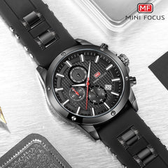 MINI FOCUS Chronograph Watches Man Clock Quartz Mens Watches Top Brand Luxury Military Watch Men Sports Watches Army Silicone