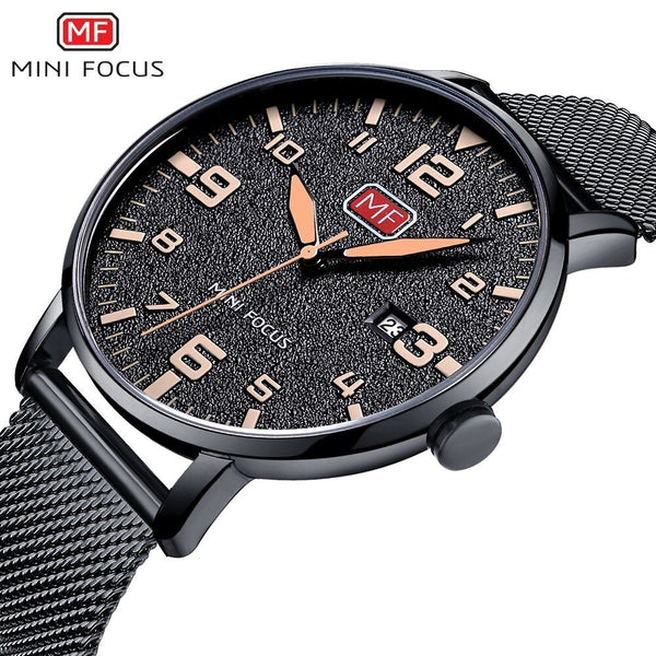 MINI FOCUS Wristwatch Mens Watches Quartz Fashion Thin Clock Men Watches 2019 Luxury Brand Stainless Steel Watch Strap Calendar