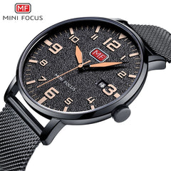 MINI FOCUS Wristwatch Mens Watches Quartz Fashion Thin Clock Men Watches 2019 Luxury Brand Stainless Steel Watch Strap Calendar