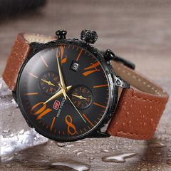 MINI FOCUS Black Watch Men Sports Watches For Men Clock Leather Watch Strap Fashion Men's Wristwatch Quartz Luxury Brand Relogio