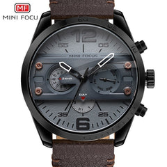 MINIFOCUS Man Watch 2019 Leather Military Men's Watch For Men Luxury Casual Mens Watches Quartz Top Brand Luxury Male Clock Date