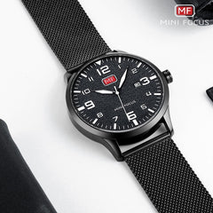MINI FOCUS Wristwatch Mens Watches Quartz Fashion Thin Clock Men Watches 2019 Luxury Brand Stainless Steel Watch Strap Calendar
