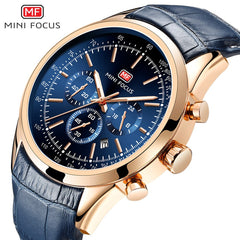 MINIFOCUS Luxury Brand Mens Watches Quartz Men Watch Leather Army Sports Watch Military Chronograph Watches Men Clock Hour Date