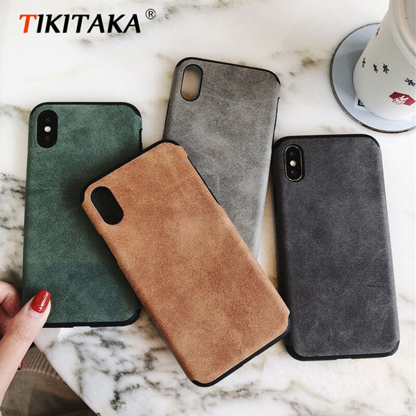 TIKITAKA Cloth Texture Soft case For iphone 7 Case For iphone 6 6s 7 8 plus X Xs max XR Thin Canvas Grid Pattern Phone Cases
