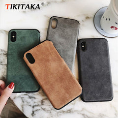 TIKITAKA Cloth Texture Soft case For iphone 7 Case For iphone 6 6s 7 8 plus X Xs max XR Thin Canvas Grid Pattern Phone Cases