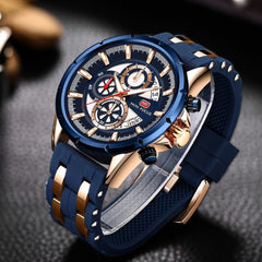 NIMIFOCUS Blue Watch Men Top Quality Chronograph Men's Watches Quartz Watches Men Sports Watch Silicone Rubber Strap Wristswatch