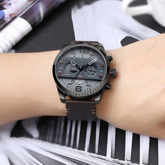 MINIFOCUS Man Watch 2019 Leather Military Men's Watch For Men Luxury Casual Mens Watches Quartz Top Brand Luxury Male Clock Date