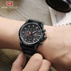 MINI FOCUS Chronograph Watches Man Clock Quartz Mens Watches Top Brand Luxury Military Watch Men Sports Watches Army Silicone