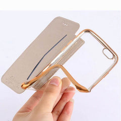 Wallet Flip Book PU Leather Phone Case For iPhone X XR XS Max 5 5S SE 6 6S 7 8 Plus Transparent Clear Back Cover Shell