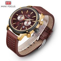 MINI FOCUS Famous Men Watches 2019 Luxury Brand Leather Watch Quartz Wrist Watch Male Chronograph Sport Watches For Men Clock
