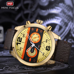 MINIFOCUS Man Watch 2019 Leather Military Men's Watch For Men Luxury Casual Mens Watches Quartz Top Brand Luxury Male Clock Date