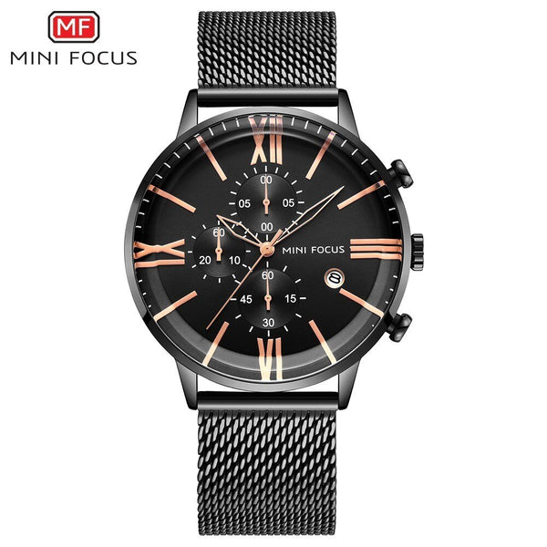 MINI FOCUS 3 Eyes Chronograph Watches Men Luxury Brand Sports Men's Watches Quartz Watch Man Fashion Stainless Steel Auto Date