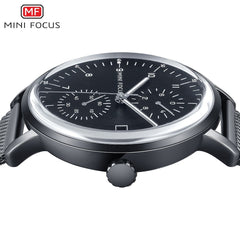MINIFOCUS Spherical Mirror Mens Watches Top Brand Luxury Casual Black Quartz Watch Men Gold Stainless Steel Fashion Male Clock