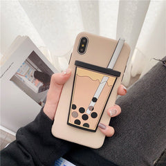 Funny Milk Tea Pattern Phone Case For iphone XS Max XR X Case For iphone 6 6s 7 8 plus Cover Fashion 3D Touch Cartoon Soft Cases