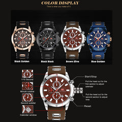MINI FOCUS Chronograph Watches Man Clock Quartz Mens Watches Top Brand Luxury Military Watch Men Sports Watches Army Silicone