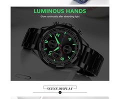 MINI FOUCS Chronograph Watches Man Clock Sport Watches For Men Fashion Rose Gold Watch Men Luxury Brand Stainless Steel Luminous