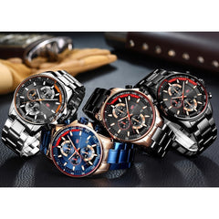 MINI FOCUS Watches Man 2019 Clock Fashion Blue Watch Men Sports Watches Men Luxury Brand Quartz Stainless Steel Strap Calendar