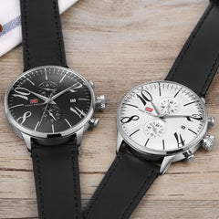 MINI FOCUS Black Watch Men Sports Watches For Men Clock Leather Watch Strap Fashion Men's Wristwatch Quartz Luxury Brand Relogio