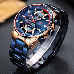 MINI FOCUS Watches Man 2019 Clock Fashion Blue Watch Men Sports Watches Men Luxury Brand Quartz Stainless Steel Strap Calendar