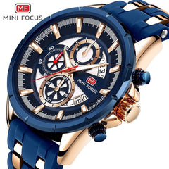 NIMIFOCUS Blue Watch Men Top Quality Chronograph Men's Watches Quartz Watches Men Sports Watch Silicone Rubber Strap Wristswatch
