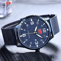 MINI FOCUS Wristwatch Mens Watches Quartz Fashion Thin Clock Men Watches 2019 Luxury Brand Stainless Steel Watch Strap Calendar