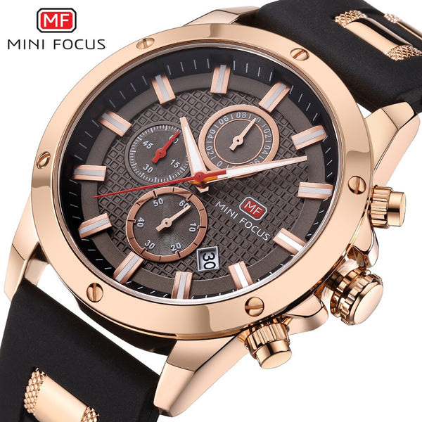 MINI FOCUS Mens Watches Quartz Luxury Brand Sports Watch Men Military Wrist Watches Male Clock Silicone Strap Relogio Masculino