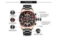 MINI FOCUS Watches Man 2019 Clock Fashion Blue Watch Men Sports Watches Men Luxury Brand Quartz Stainless Steel Strap Calendar