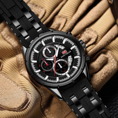 NIMIFOCUS Blue Watch Men Top Quality Chronograph Men's Watches Quartz Watches Men Sports Watch Silicone Rubber Strap Wristswatch