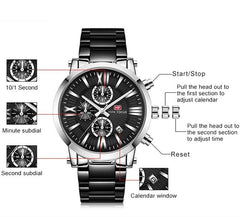 MINI FOUCS Fashion Sport Watch Chronograph Men Watch Waterproof Calendar Quartz Watch For Men Luxury Casual Military Clock Male