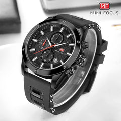 MINI FOCUS Chronograph Watches Man Clock Quartz Mens Watches Top Brand Luxury Military Watch Men Sports Watches Army Silicone